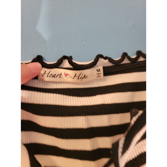 Heart & Hips Womens Black and White Striped Tank Top Size M - Picture 4 of 6